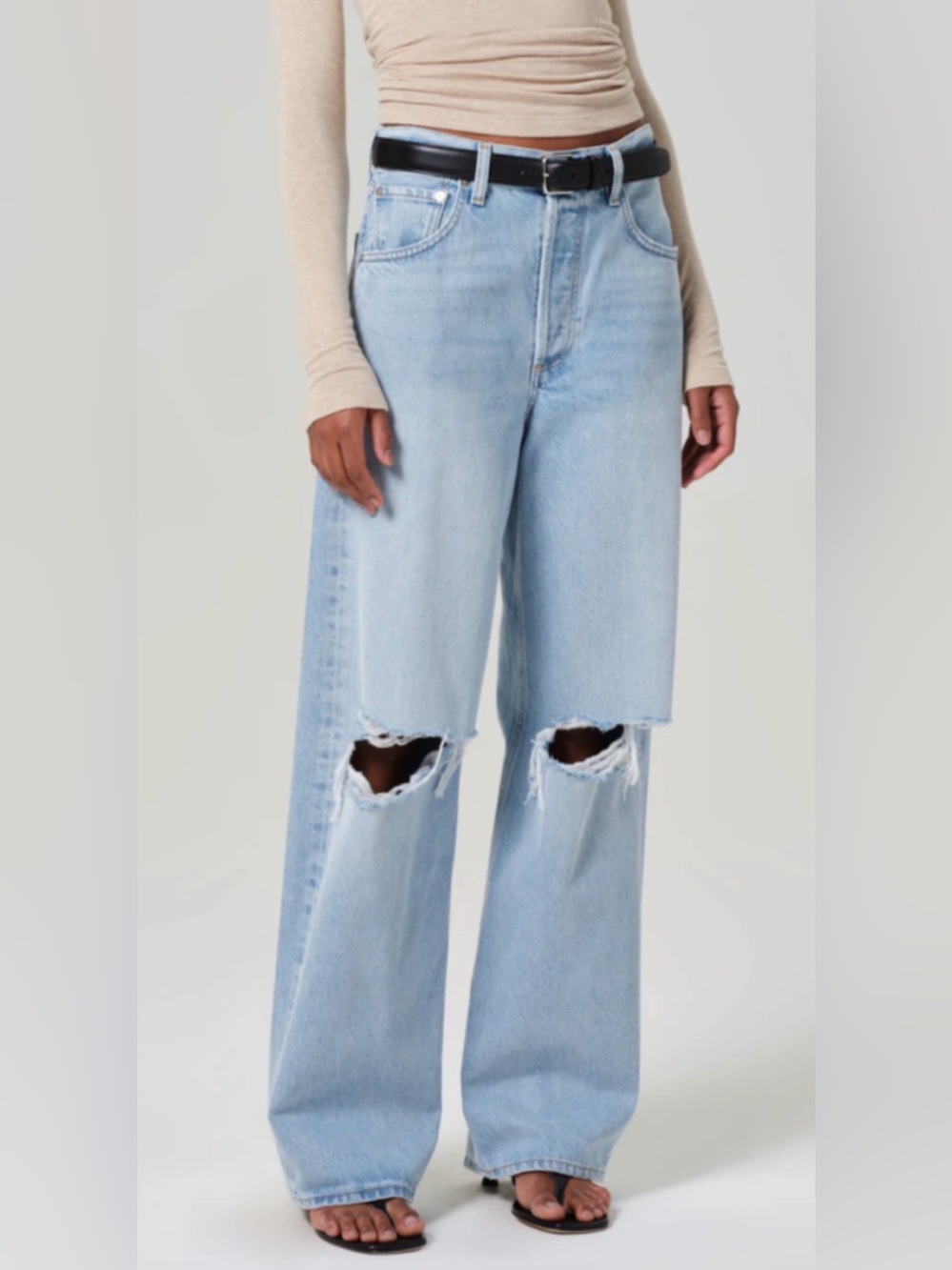 Citizens Of Humanity Ayla Baggy Distressed Oversized Jeans Size 24 Vintage Blue